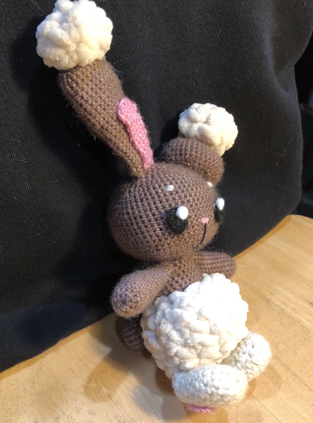 crocheteed buneary from the side