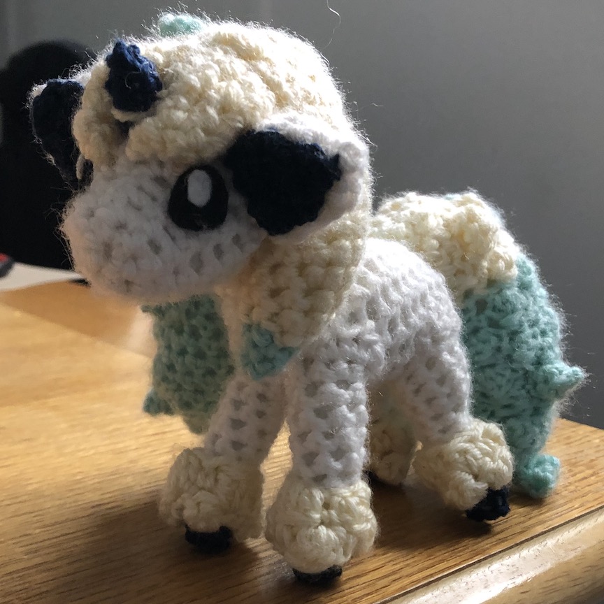 Crocheted shiny Galarian ponyta
