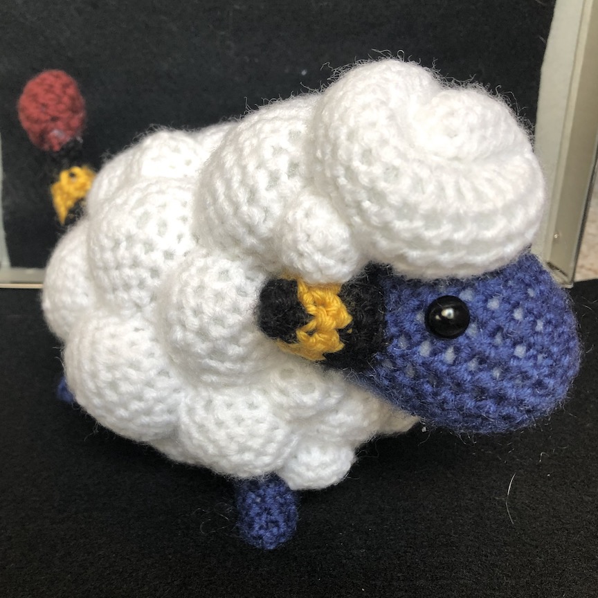 crocheted mareep with safety eyes